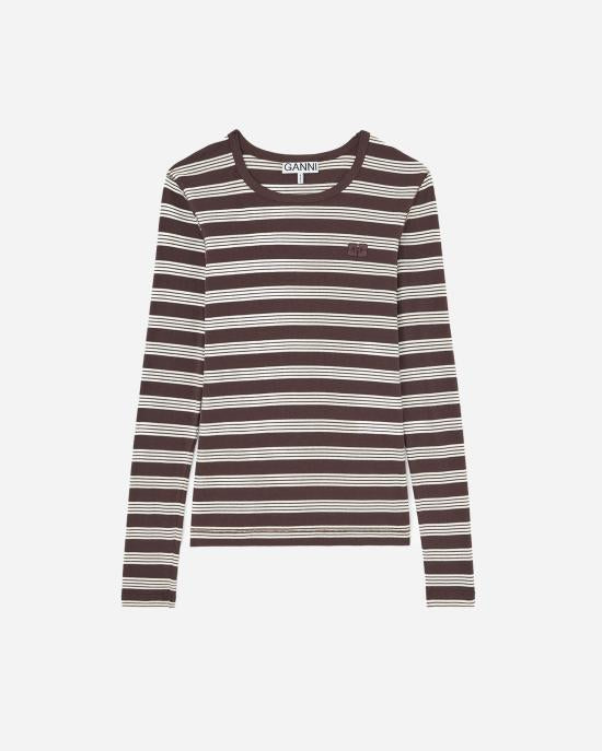 GANNI Long Sleeve Sweatshirt Top A1050194 897 MOLE DOM