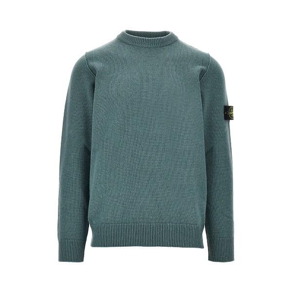 STONE ISLAND Wool Blend Round Neck Knit Sweater Navy Men