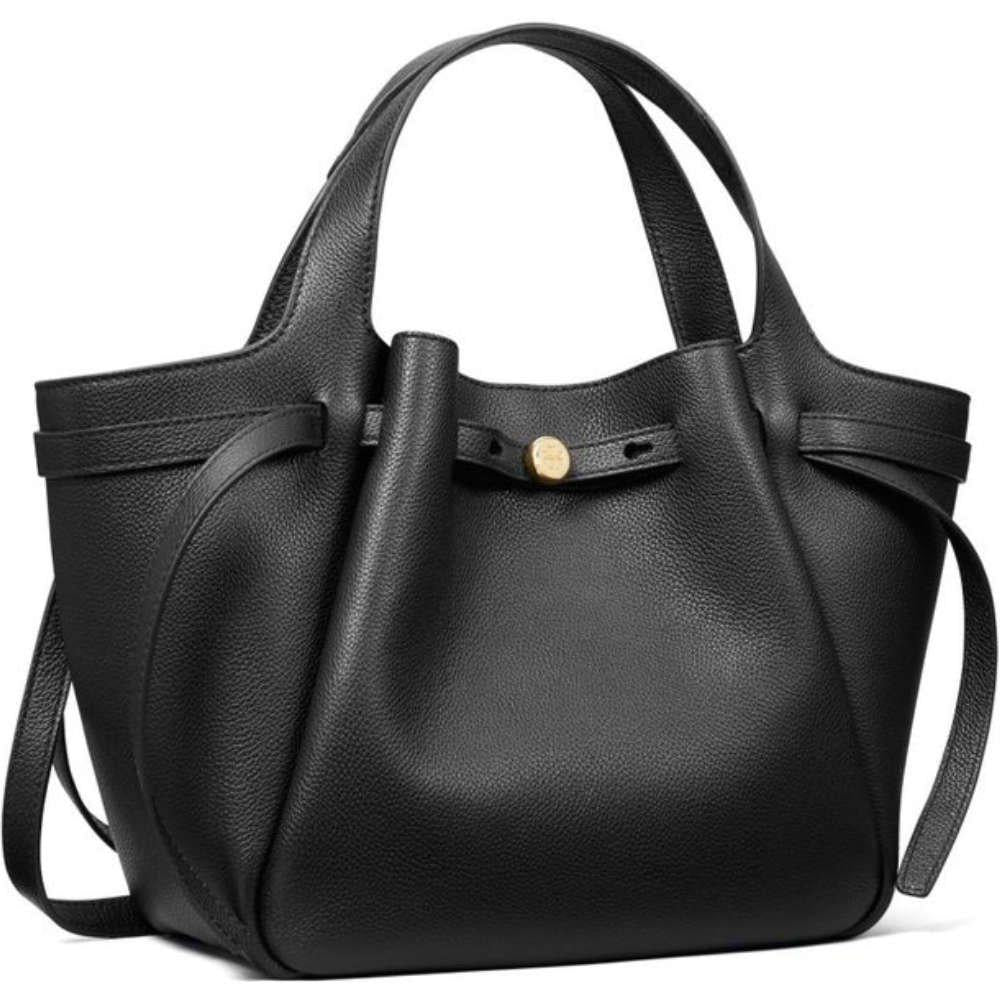Tory Burch Romy Small Black Leather Tote Bag for Women