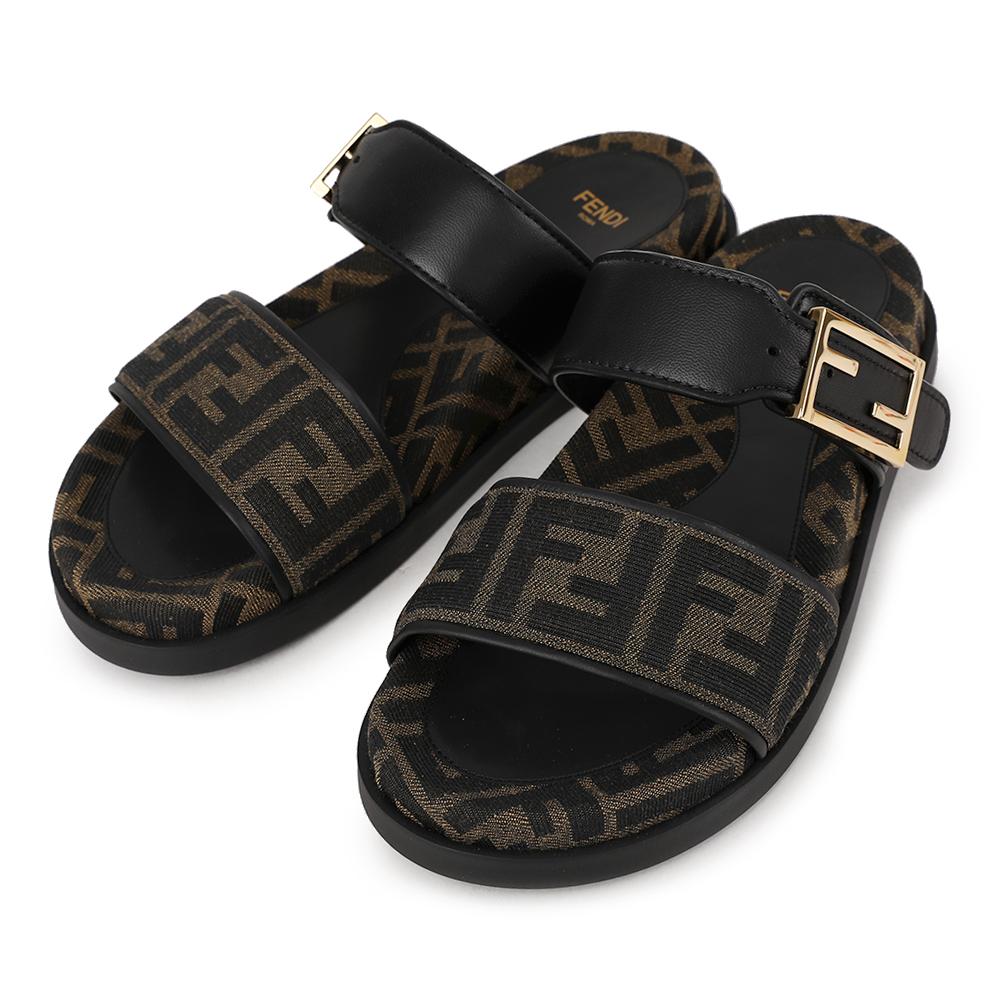 FENDI FF Jacquard Slide Sandals 8X8710 AEGV F0R7R