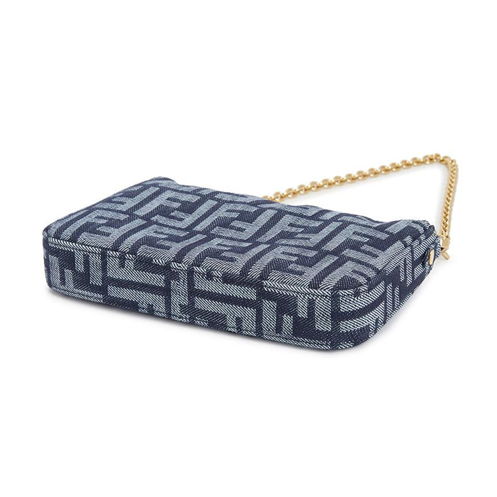 FENDI Women’s Chain Pouch Shoulder Bag Black Leather