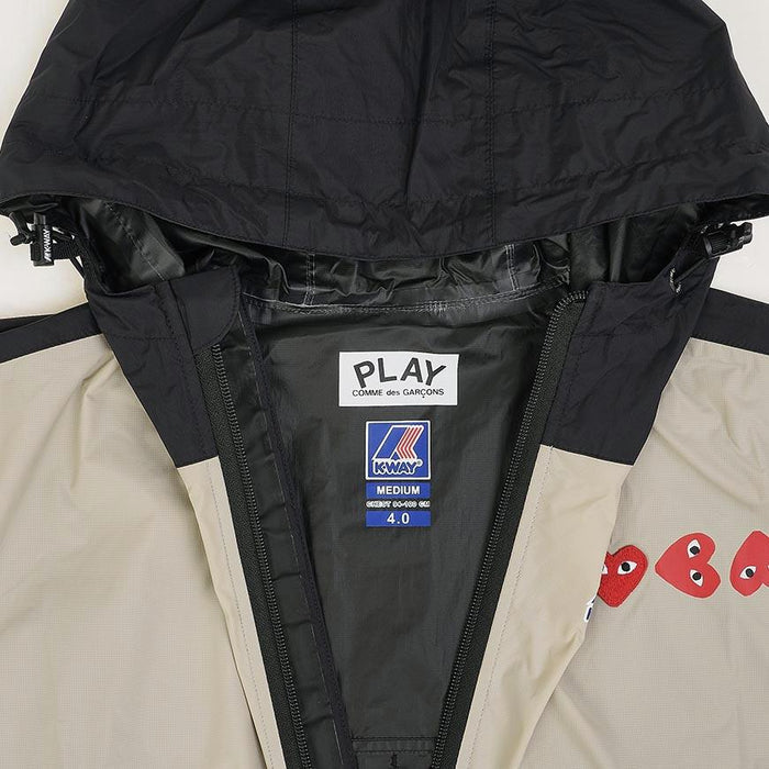 Comme des Garcons x K-Way Unisex Claude Packable Windbreaker Beige/Black