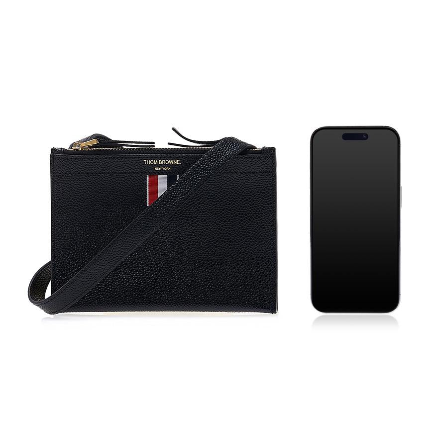 THOM BROWNE Pebble Leather Mini Crossbody Bag Black Men