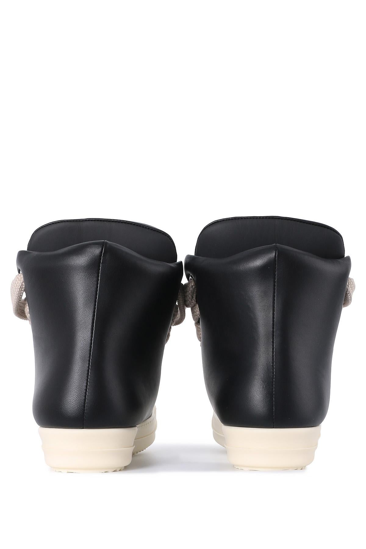 Rick Owens Black Milk Lambskin Jumbo Lace High-Top Sneakers RU01E5892 LLPPW2 911
