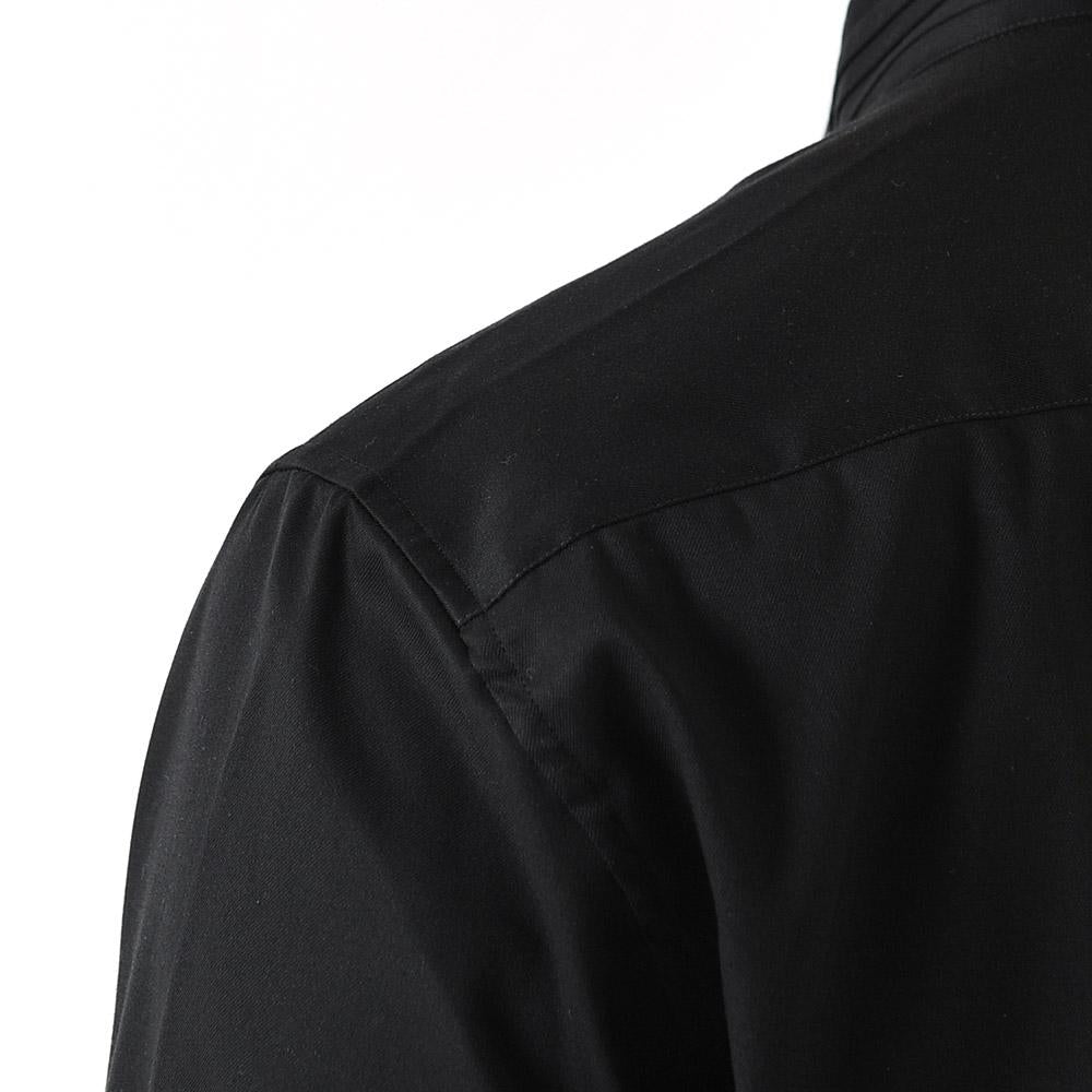 Emporio Armani Banded Collar Black Long Sleeve Shirt