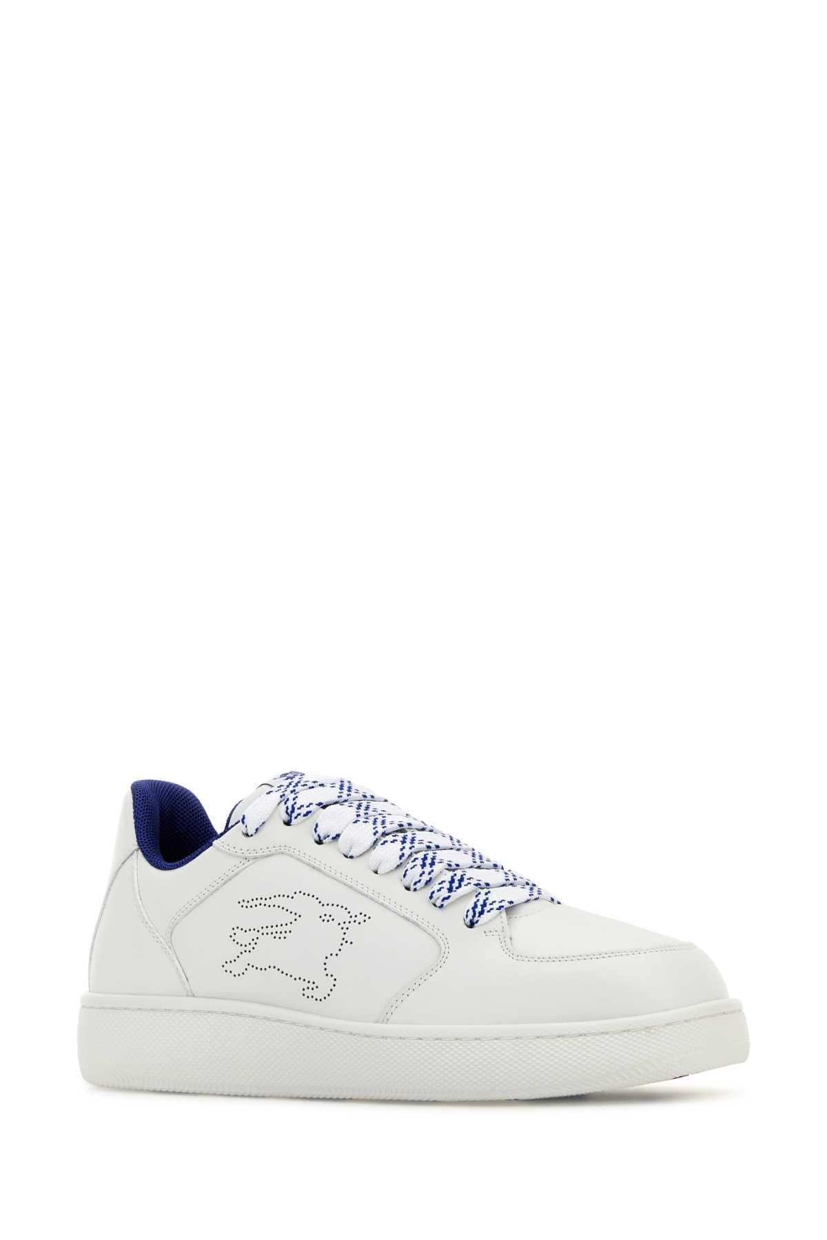 BURBERRY White Leather Low-Top Sneakers