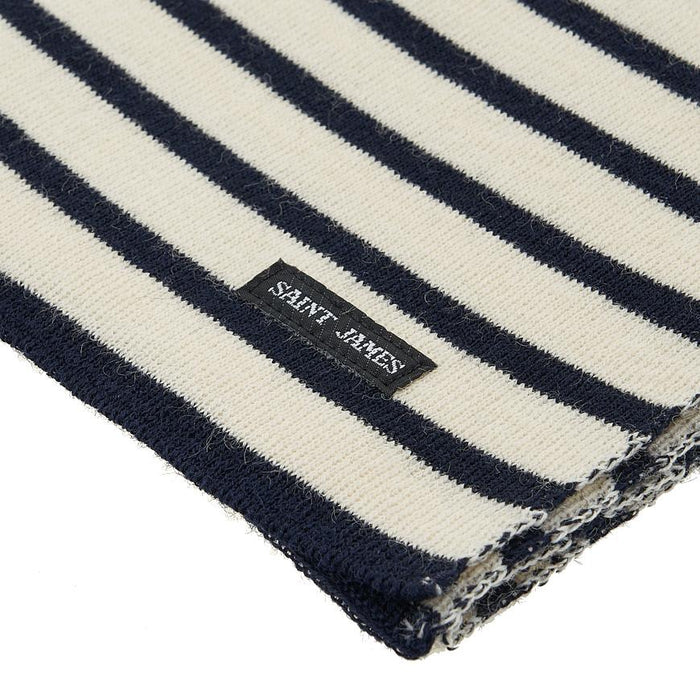 Saint James Ecru/Navy Grand R Wool Scarf Unisex