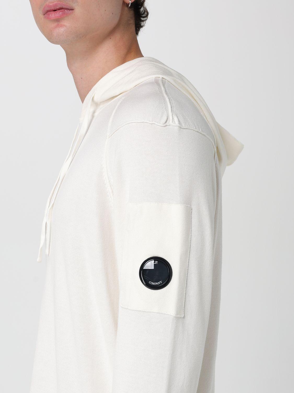 CP Company Cotton Knit Hoodie White Men's Pullover