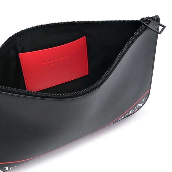 Alexander Mcqueen Unisex Logo Print Black Clutch Bag