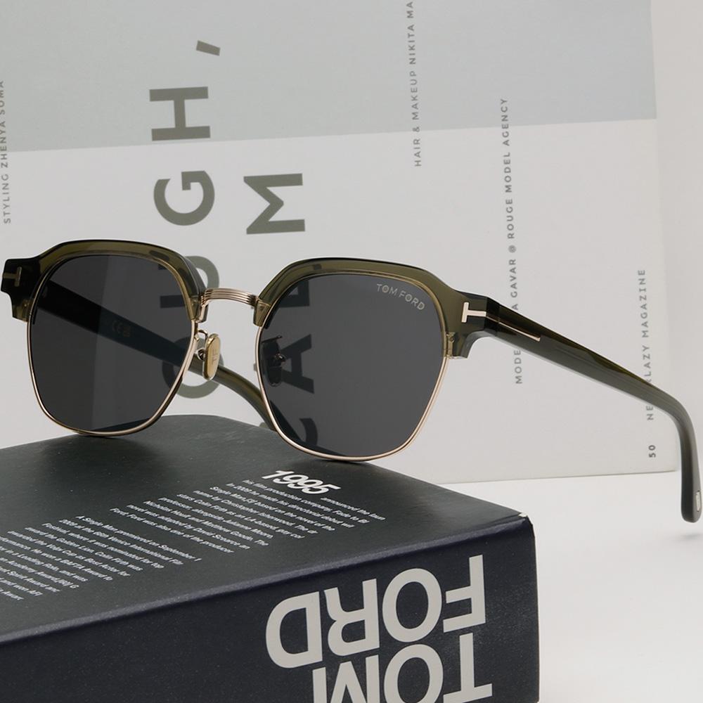 TOM FORD Dark Gray Gold Semi-Rim Browline Sunglasses Unisex TF1166K 96A