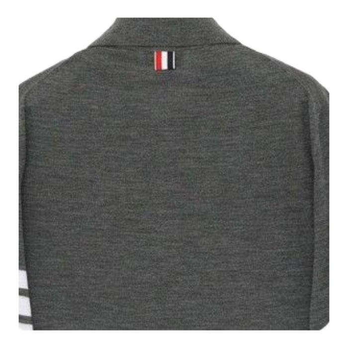 THOM BROWNE Merino Wool Polo Short Sleeve T-Shirt Gray