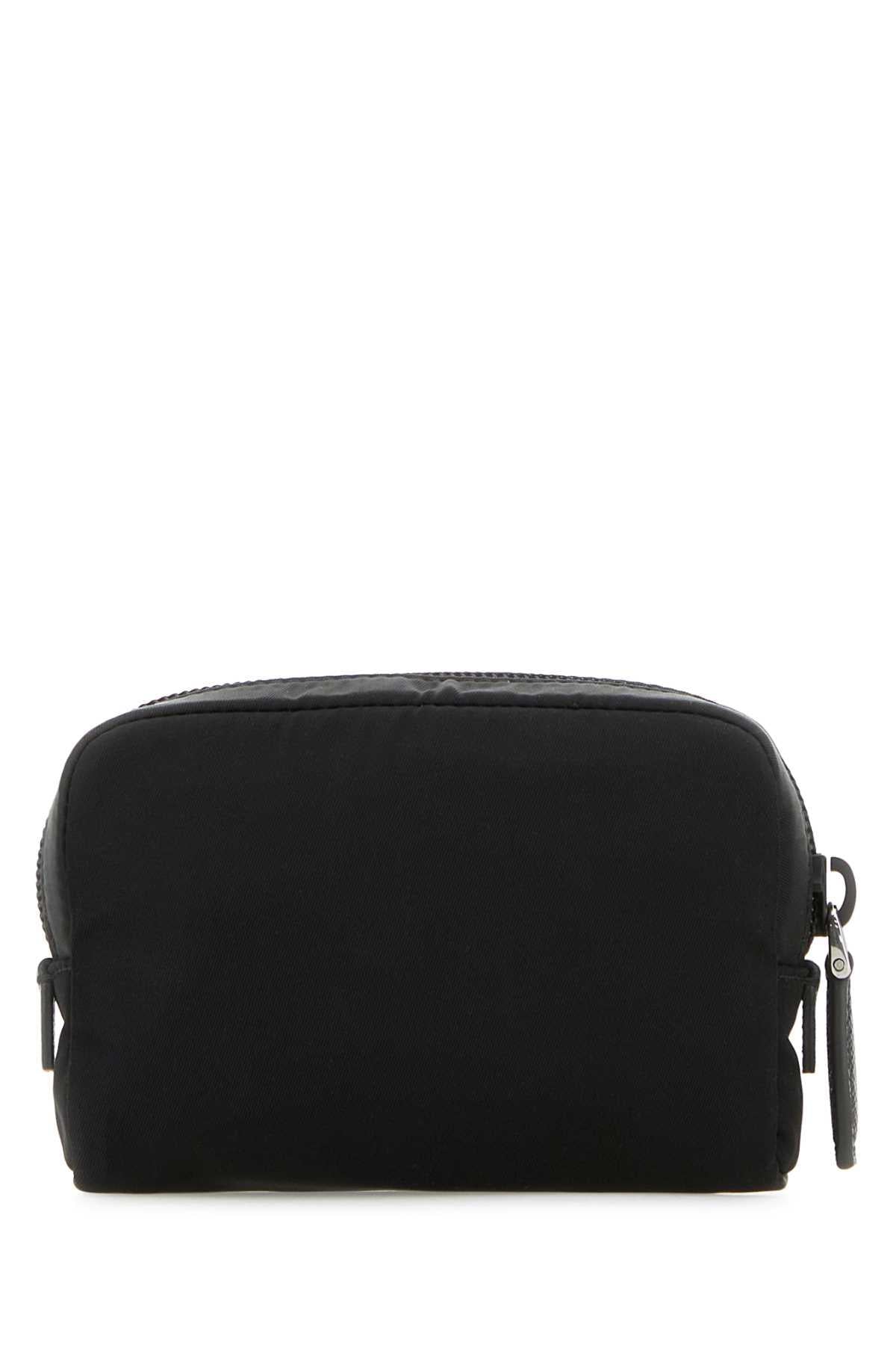PRADA Black Leather Zip Pouch