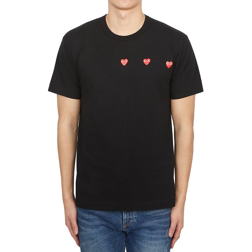 Comme des Garcons Triple Red Heart Unisex Short Sleeve T-Shirt