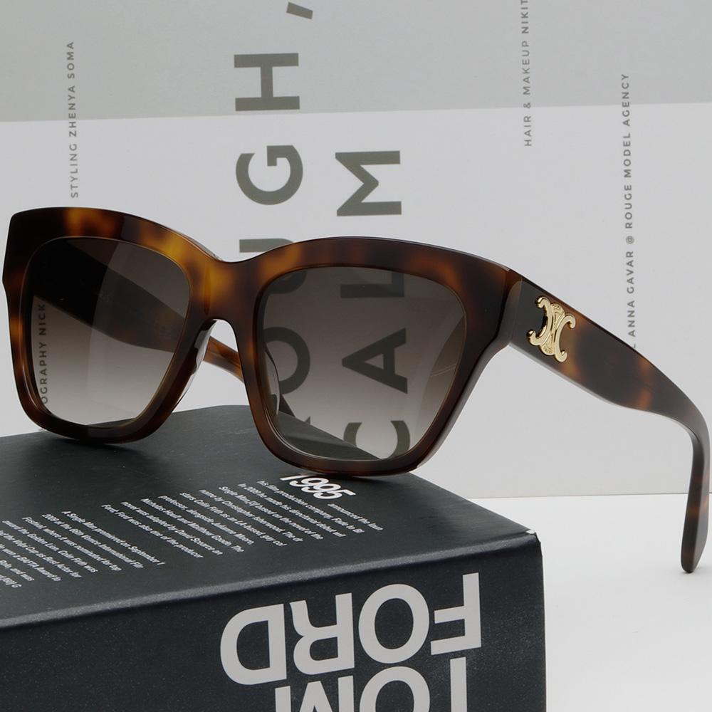 CELINE Triomphe Oversized Acetate Sunglasses Brown Unisex
