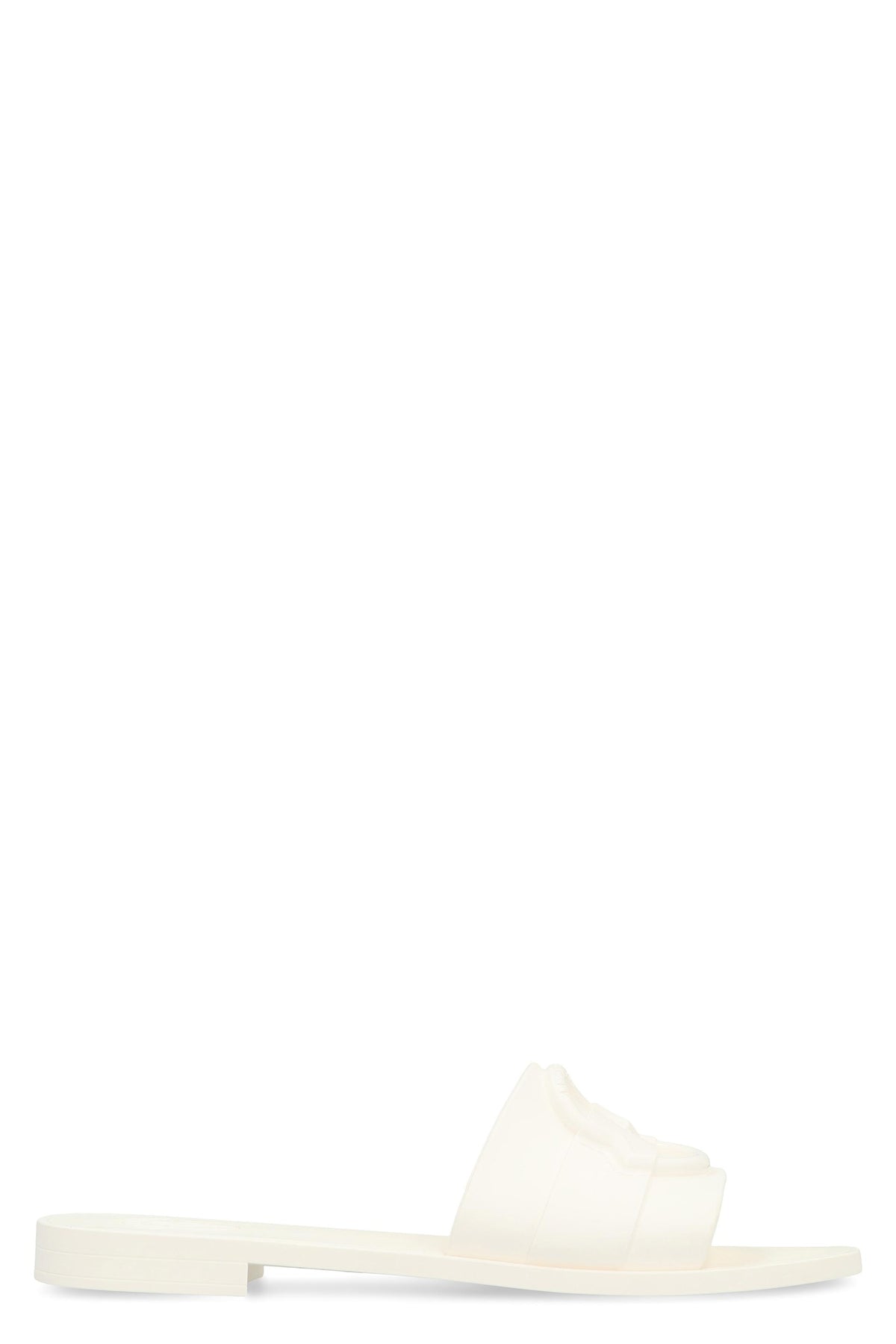 Moncler Leather Logo Slide Sandals White Women’s Slippers
