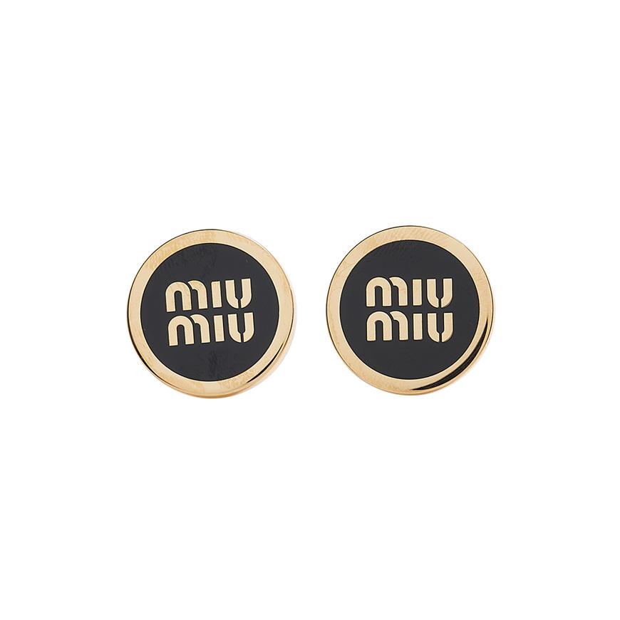 Miu Miu Black Enamel Metal Earrings