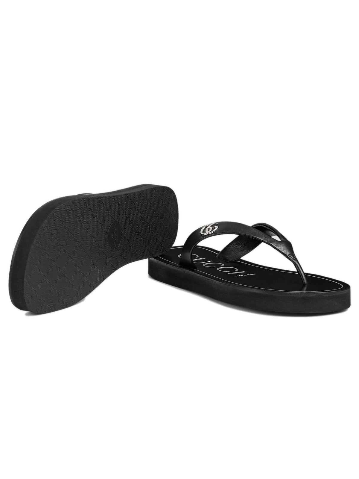 GUCCI Black Leather Strappy Sandals