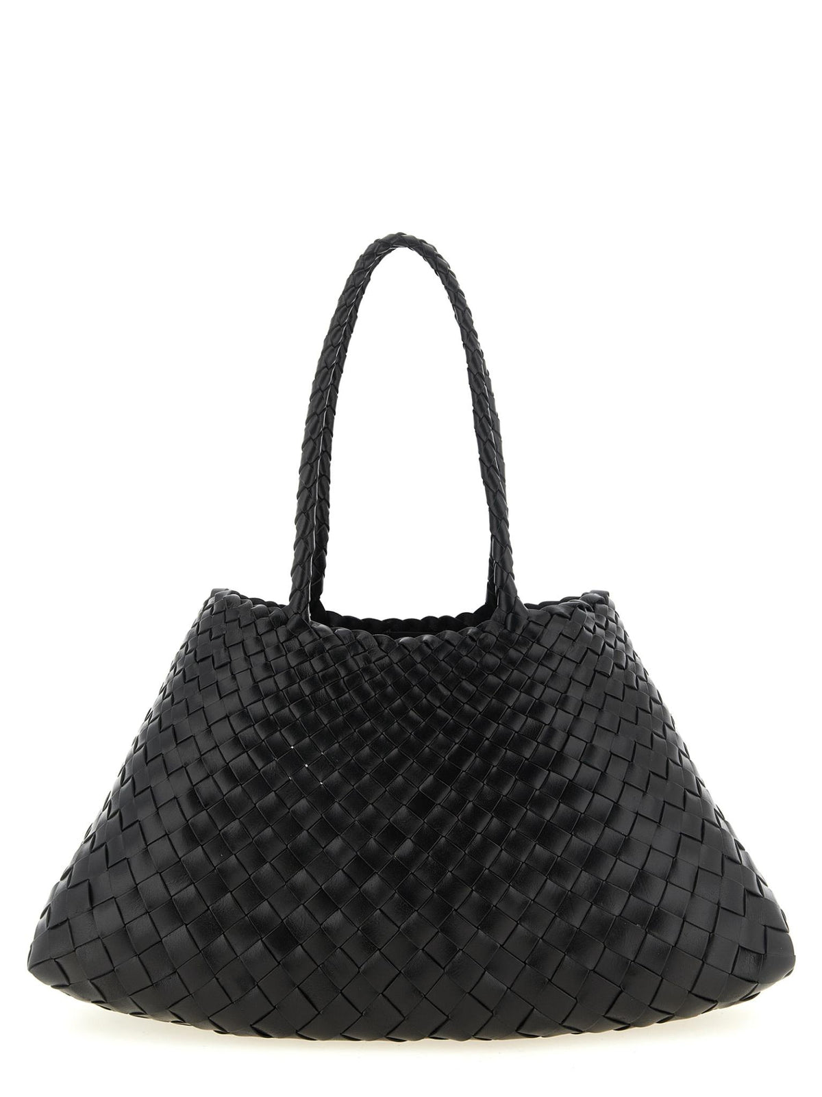 Dragon Diffusion Woven Leather Shoulder Bag Black