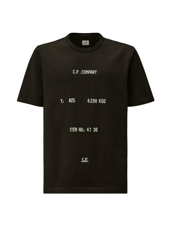 CP Company Black Mercerized Twisted Typographic Logo T-Shirt