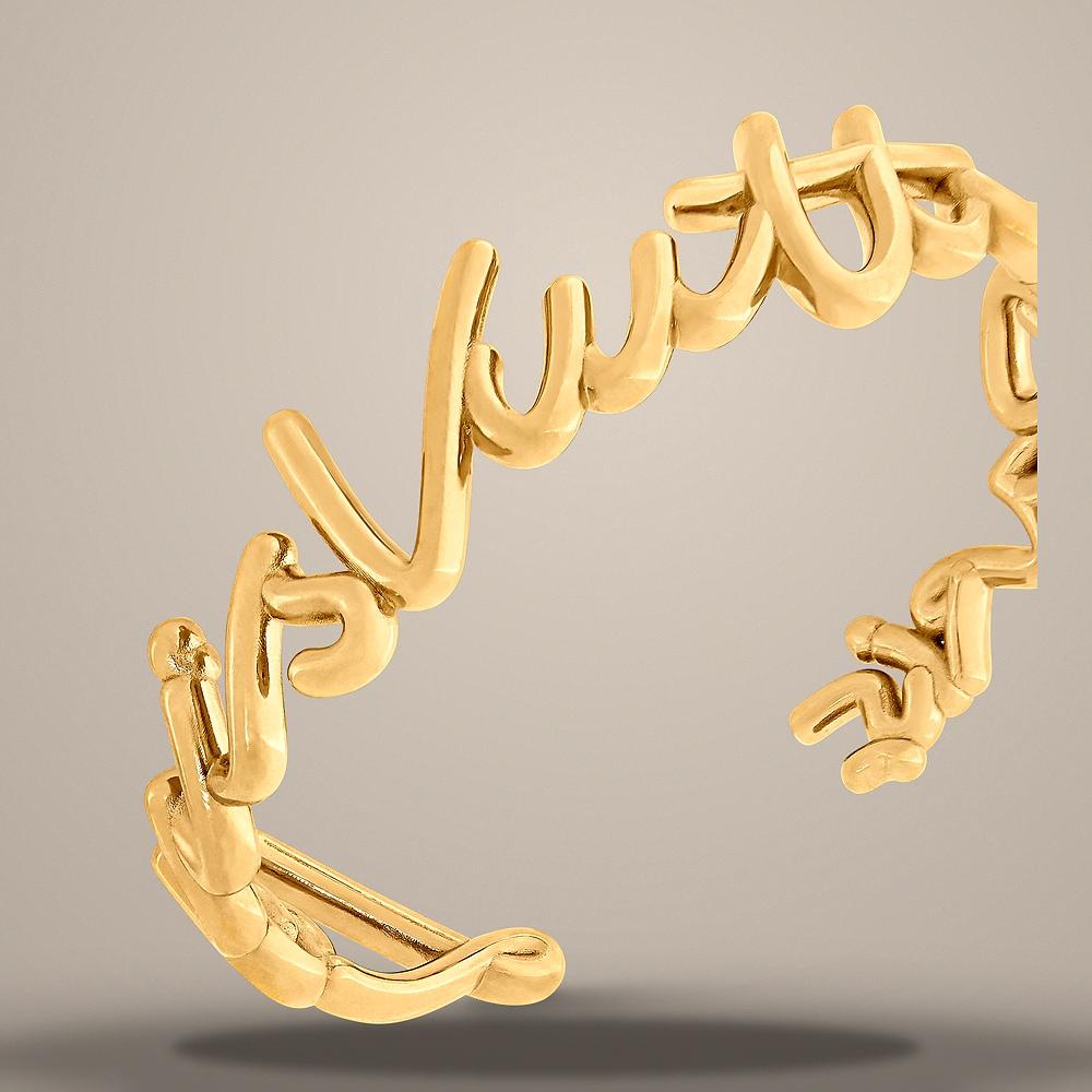 Louis Vuitton Gold-Tone Metal LV Script Bracelet M1812
