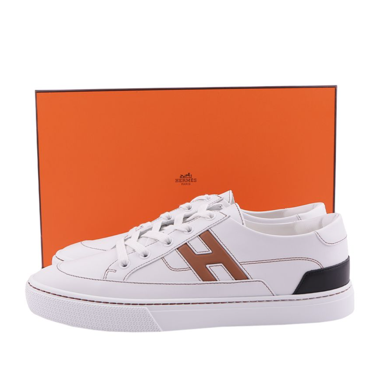 HERMES Deep Leather Low Top Sneakers White Unisex H251837ZHA3420