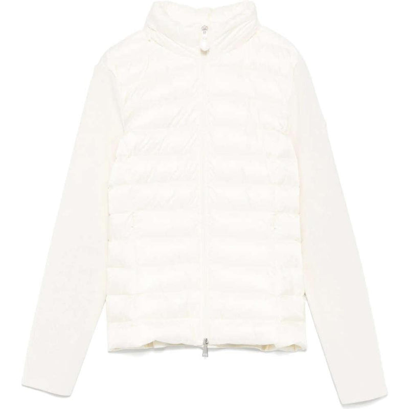 Moncler Logo Patch White Down Padded Cardigan for Women
