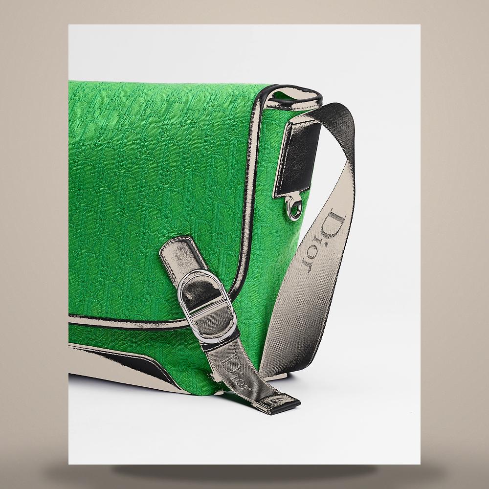 DIOR Green Oblique Jacquard J’Adior Flap Strap Bag Medium Cross 1DBME214SLD H09E
