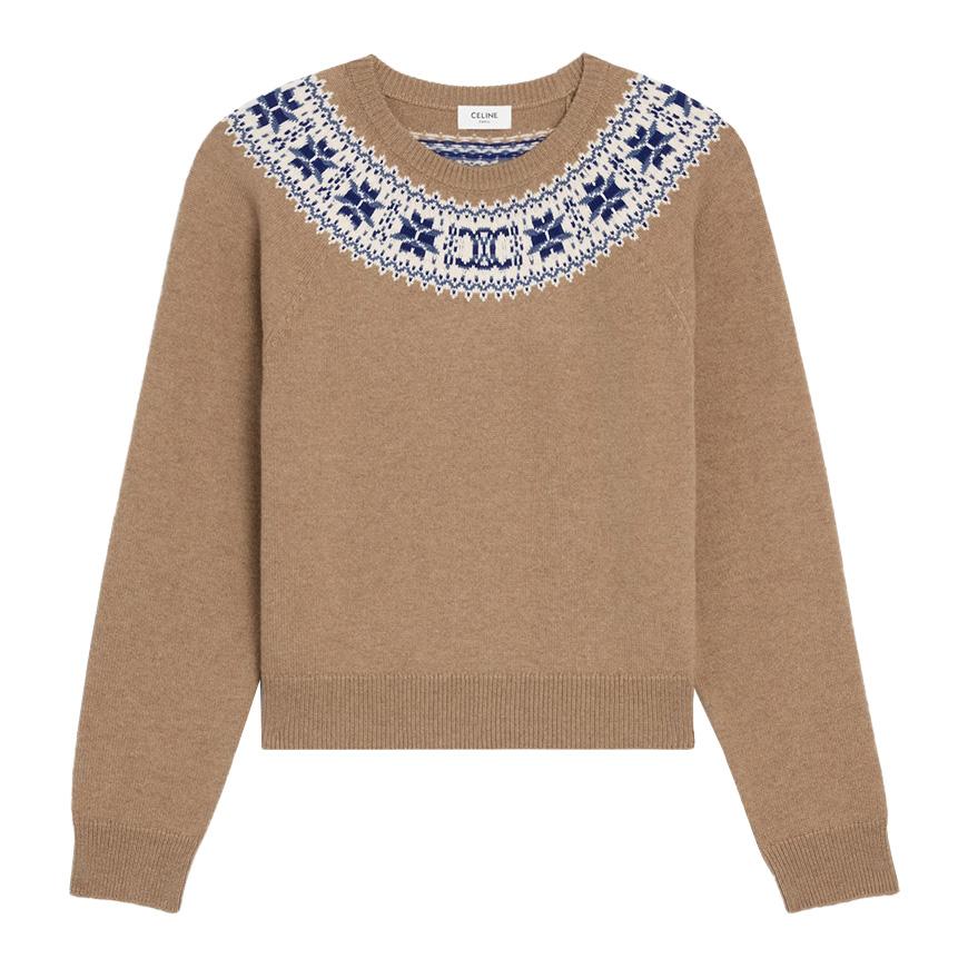 CELINE Fair Isle Crewneck Knit Sweater for Women RY0HM0N82 04FG