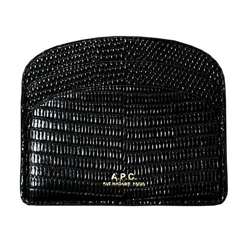 A.P.C. Demi-Lune Crocodile-Embossed Leather Card Holder Black