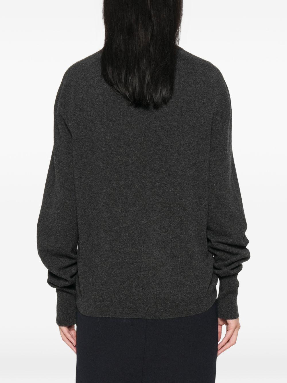 GUCCI V-Neck Knit Sweater Women’s Black Wool