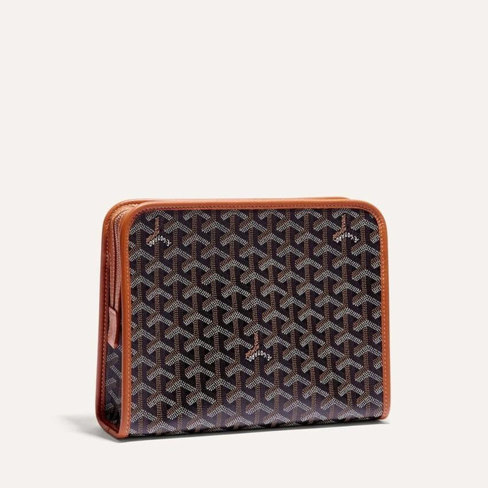GOYARD Brown Black Tan Canvas JOUVENCE MM Clutch