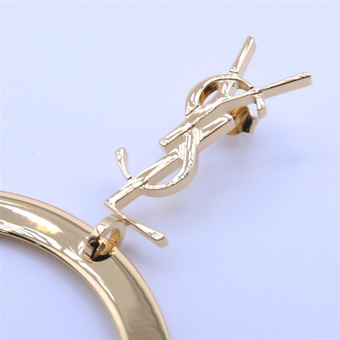 Saint Laurent Cassandra Pendant Hoop Earrings Gold-Tone Jewelry
