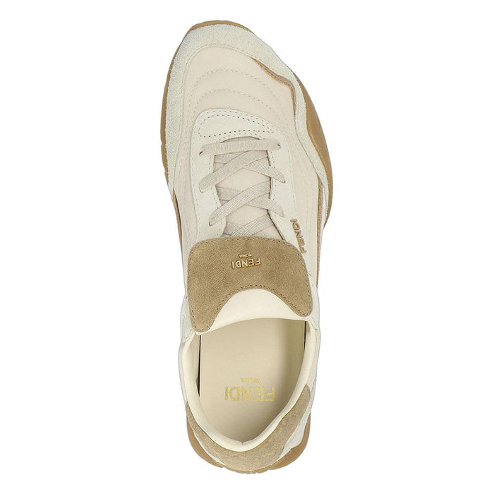 FENDI Wave Pulse Leather Low-Top Sneakers Women White/Black