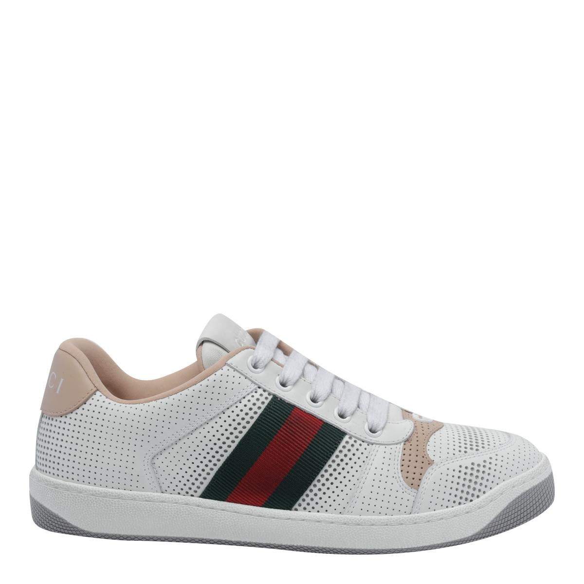 GUCCI White Leather Low-Top Sneakers
