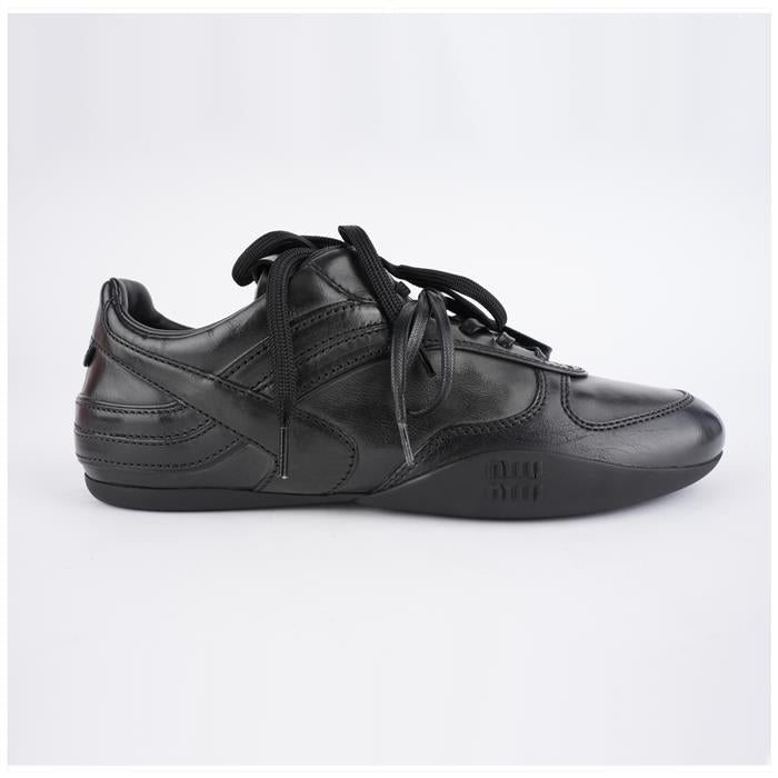 Miu Miu Black Leather Gymnasium Donna Low-Top Sneakers