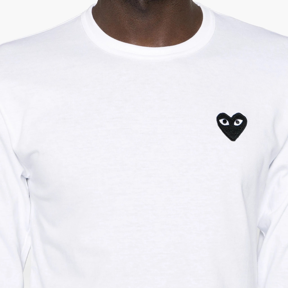 Comme des Garcons Black Heart Logo Long Sleeve T-Shirt White
