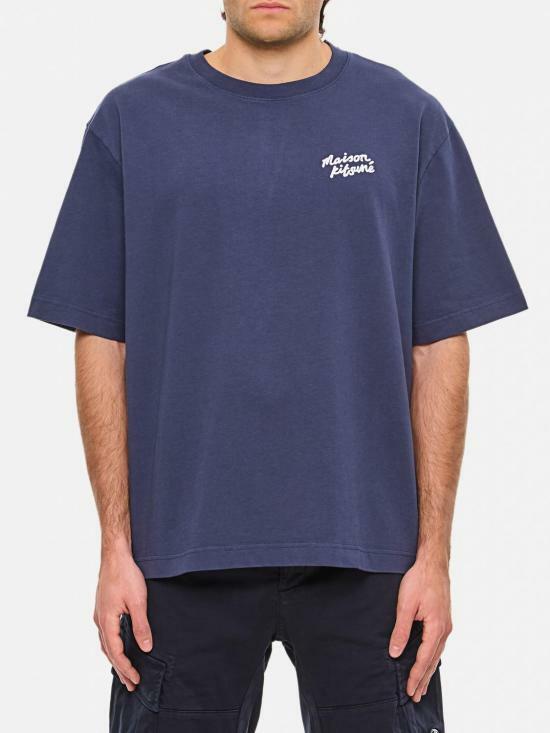 Maison Kitsune Handwriting Embroidered Oversized T-Shirt Bla OM00123 KJ0119 P476