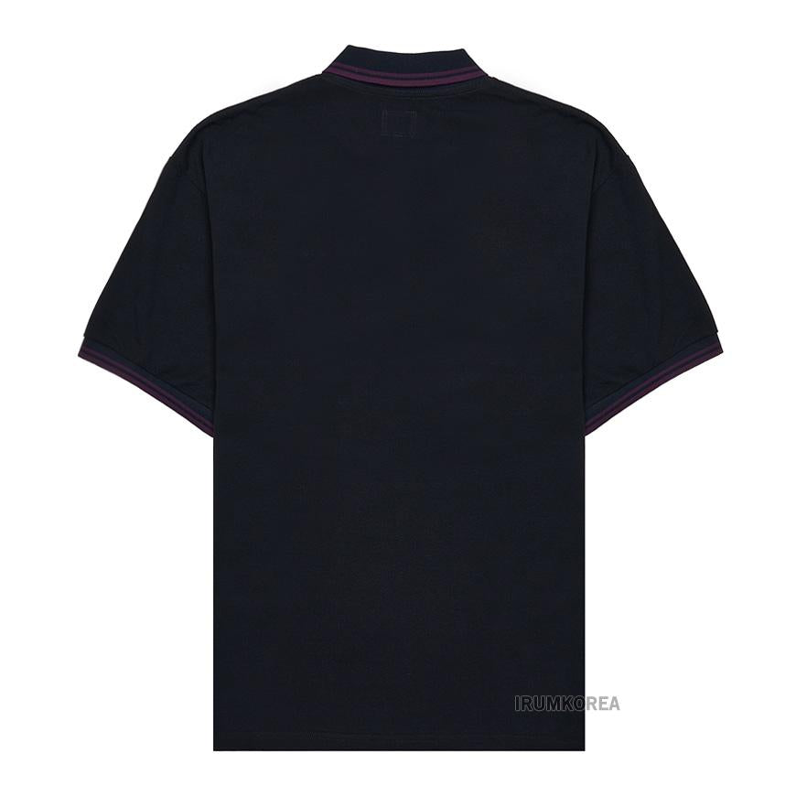NEEDLES Men’s Shawl Collar Polo T-Shirt QV354C BLACK