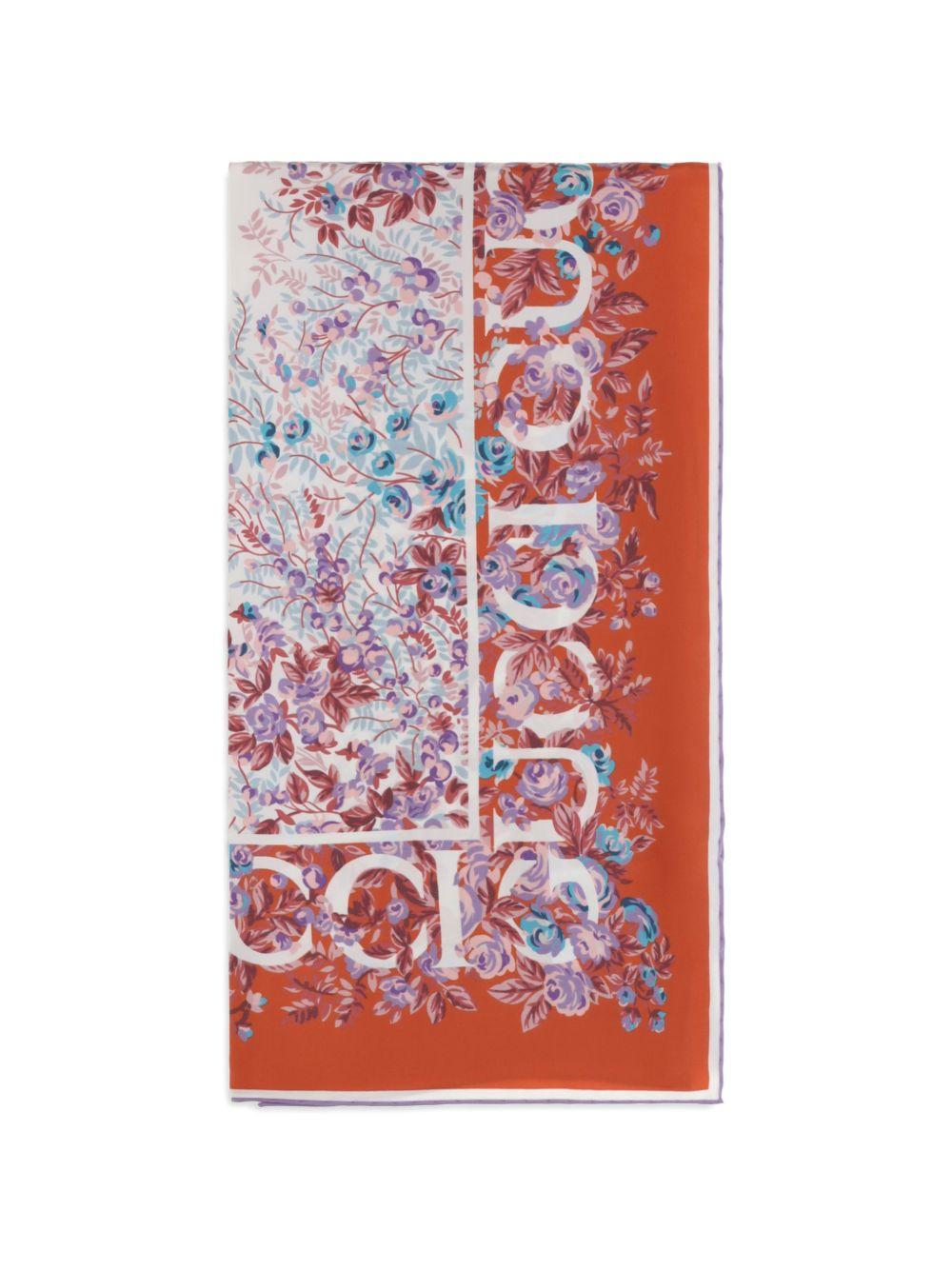 GUCCI Silk Logo Print Scarf