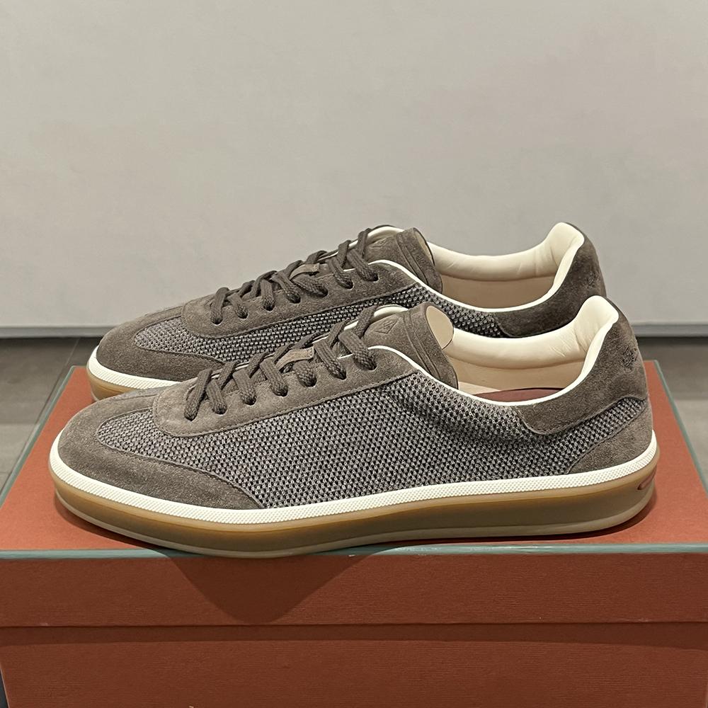 Loro Piana Grey Brown Tennis Walk Low-Top Sneakers Men