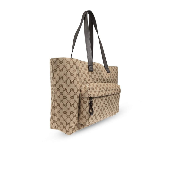 GUCCI GG Canvas Large Tote Bag Beige Brown Unisex