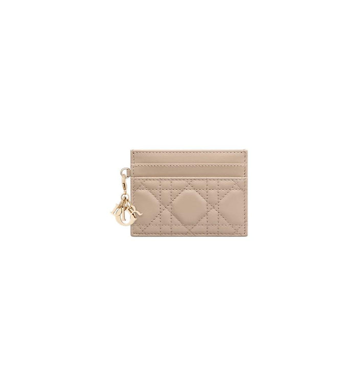 DIOR Lady Dior Freesia Leather Card Holder Wallet