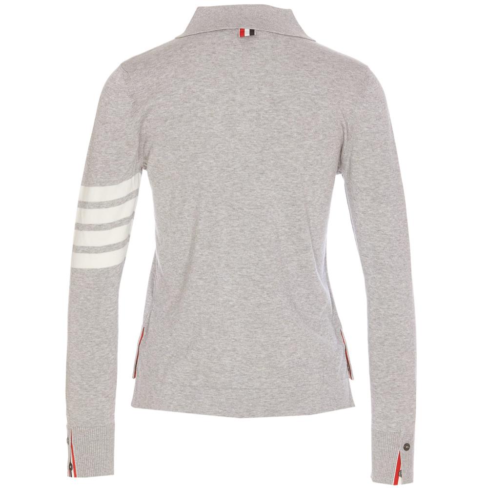 THOM BROWNE Gray Diagonal Armband Knit Cardigan