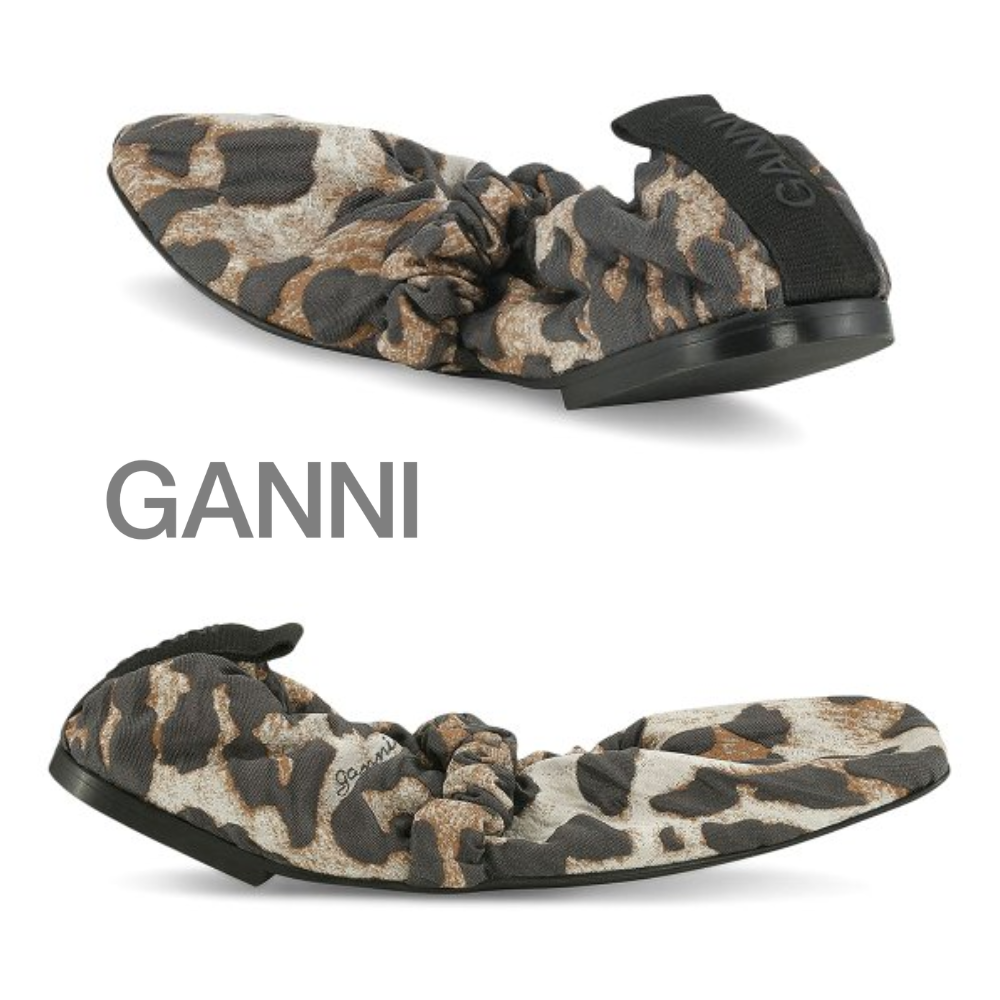 GANNI Leopard Scrunch Ballet Flats Women’s