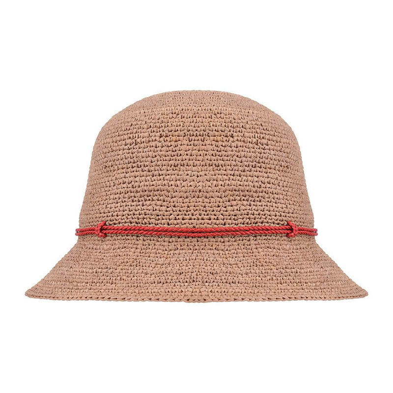 HELEN KAMINSKI Tropical Raffia Cloche Bucket Hat with Metal Logo W HAT50136 NUTR