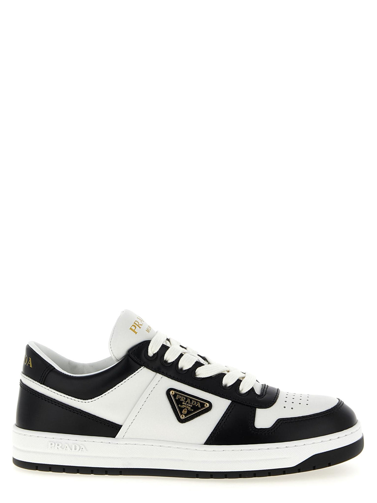 PRADA White Leather Low-Top Sneakers