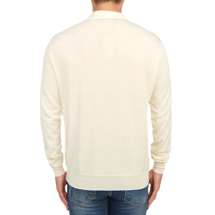 LARDINI Men’s Collared Knit Sweater Navy Cotton Blend