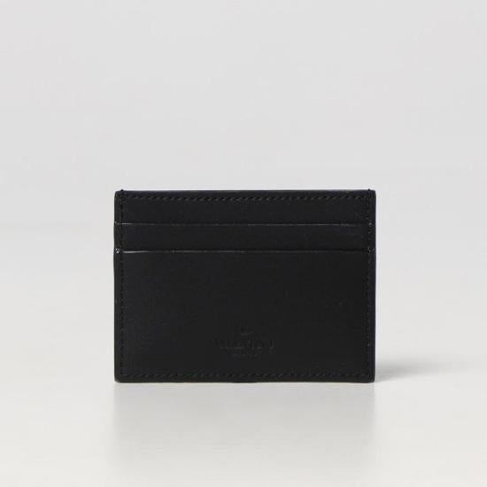 VALENTINO VLTN Logo Leather Card Holder Black 2y2p0t83 lvn