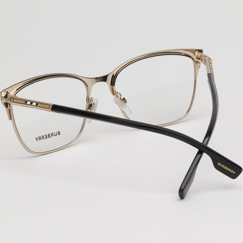 BURBERRY Gold Metal Square Eyeglass Frames Unisex BE1362 1326 ALMA