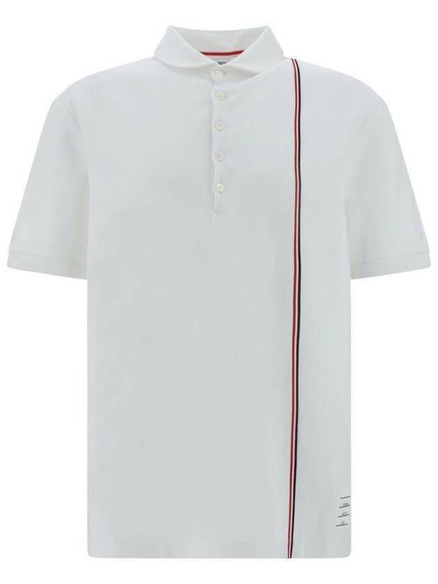 THOM BROWNE RWB Stripe Polo Shirt White Cotton Men’s T-Shirt
